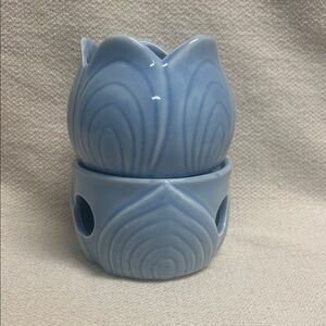 Vintage Iridescent Blue Ceramic Tulip Tealight/Potpourri Candle Holder-1986